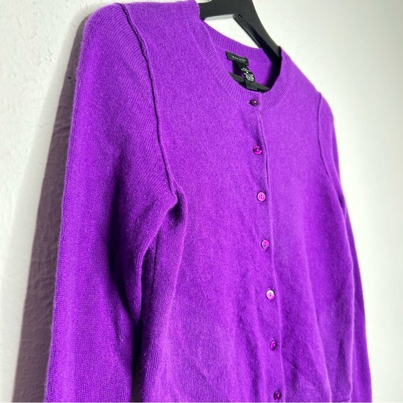 Bright Purple Only Mine Two-Ply Cashmere Button Down Sweater 100% cashmere - Picture 5 of 9